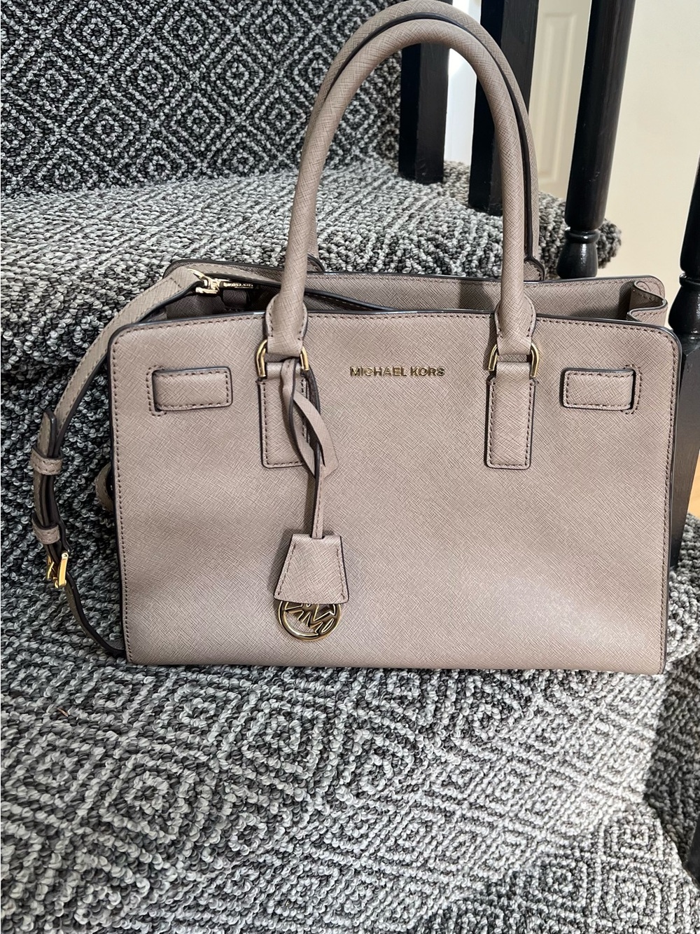 Michael Kors taupe leather satchel